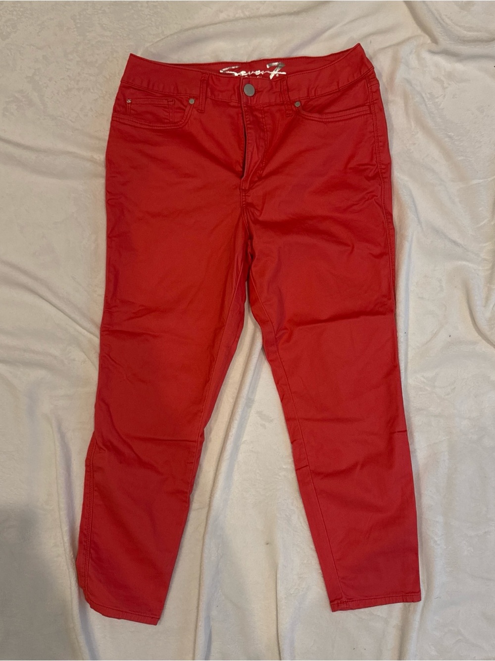 Seven7 Women's Red Ankle Crop Stretch Size 12